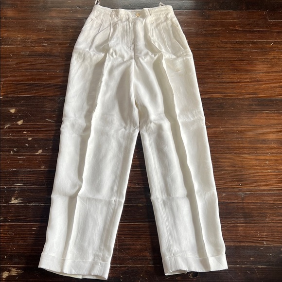 Lauren Ralph Lauren White Linen Trousers Size 8 - Picture 2 of 6
